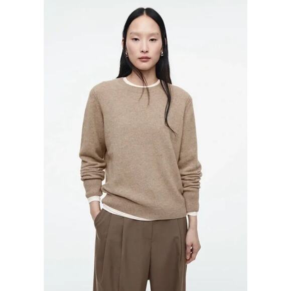 COS Tan Beige Pure Cashmere Knit Sweater Women's Size Medium Pullover Basics - Picture 1 of 9